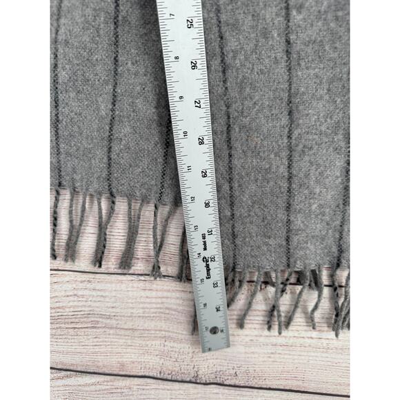 Pure Cashmere 100% Cashmere Striped Scarf Gray 11.5"x64" - Picture 8 of 8